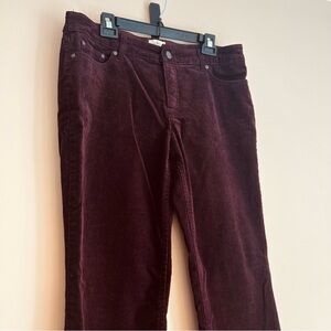 St. John's Bay Corduroy Pants Burgundy Women's Straight Leg Size 14 Fall Preppy